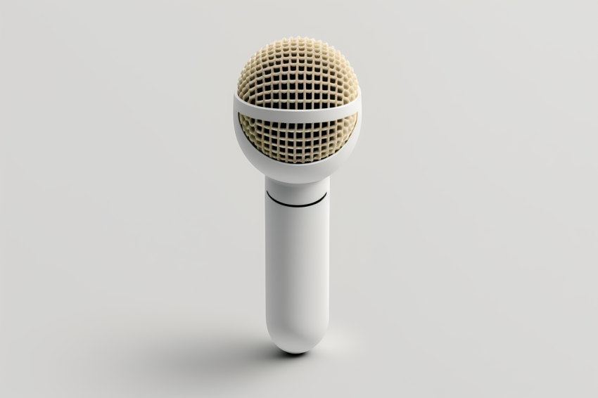 Photorealistic Microphone Icon White Background