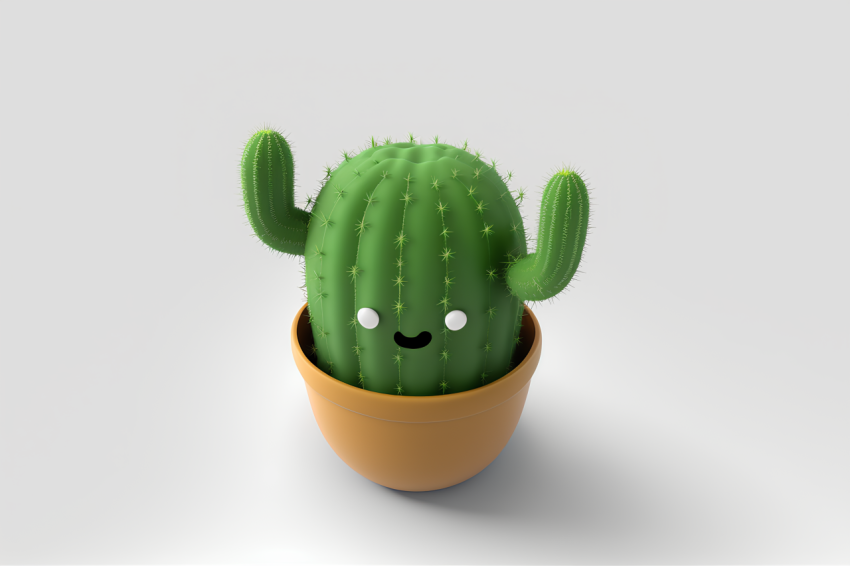 Photorealistic Cactus Icon White Background