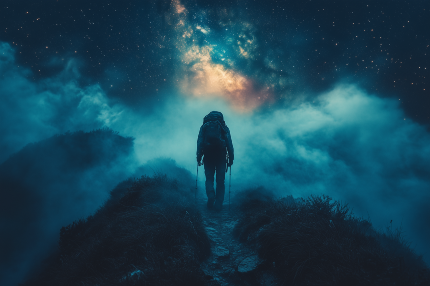 Dramatic Milky Way Over Mountain Ridge