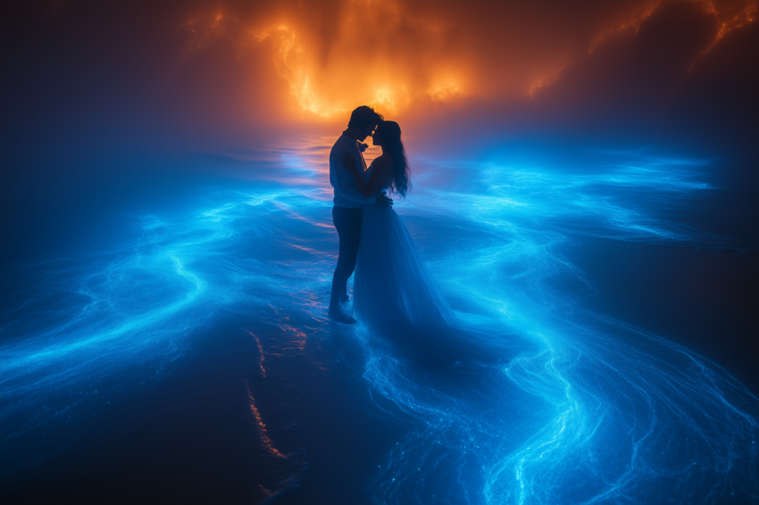 Starry Night with Bioluminescent Waves