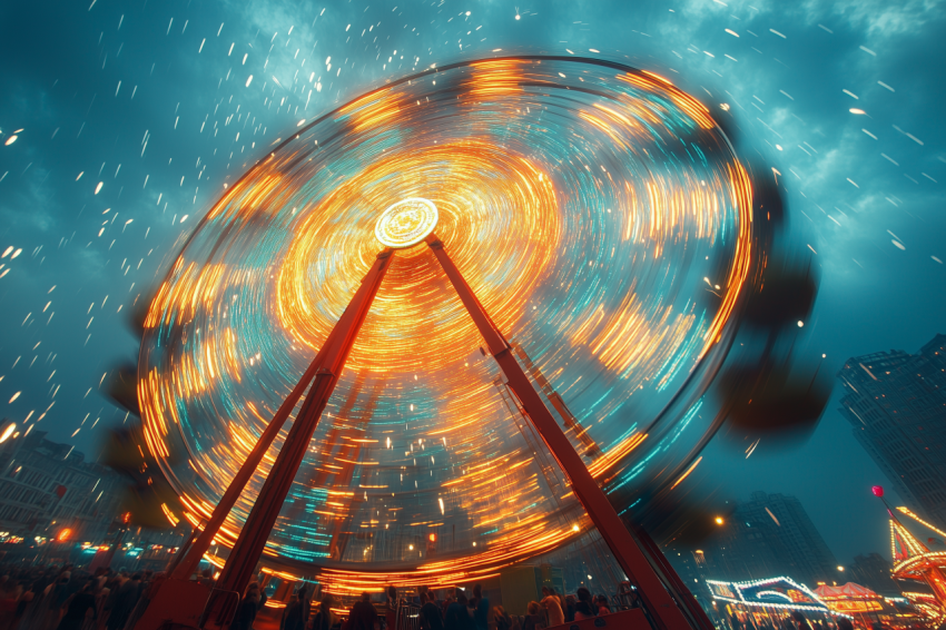 Shimmering Carnival Lights at Night