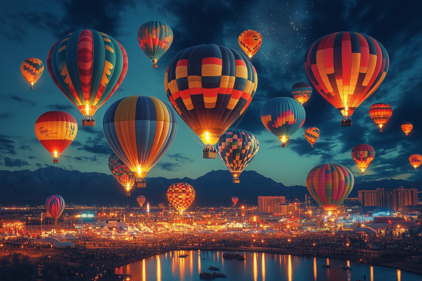 Dramatic Hot Air Balloons Glowing at Night