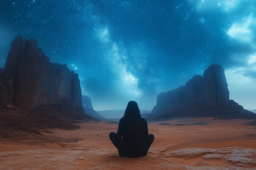 Starry Night with Photographer in Desert