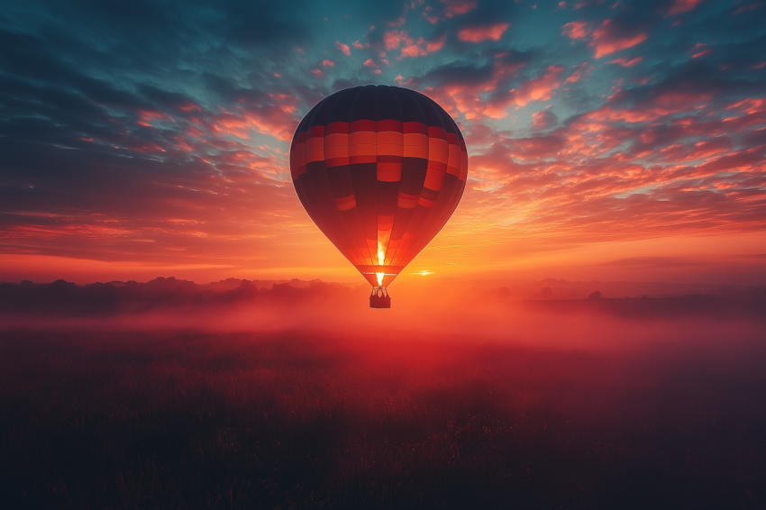 Starry Night with Hot Air Balloon Sunrise