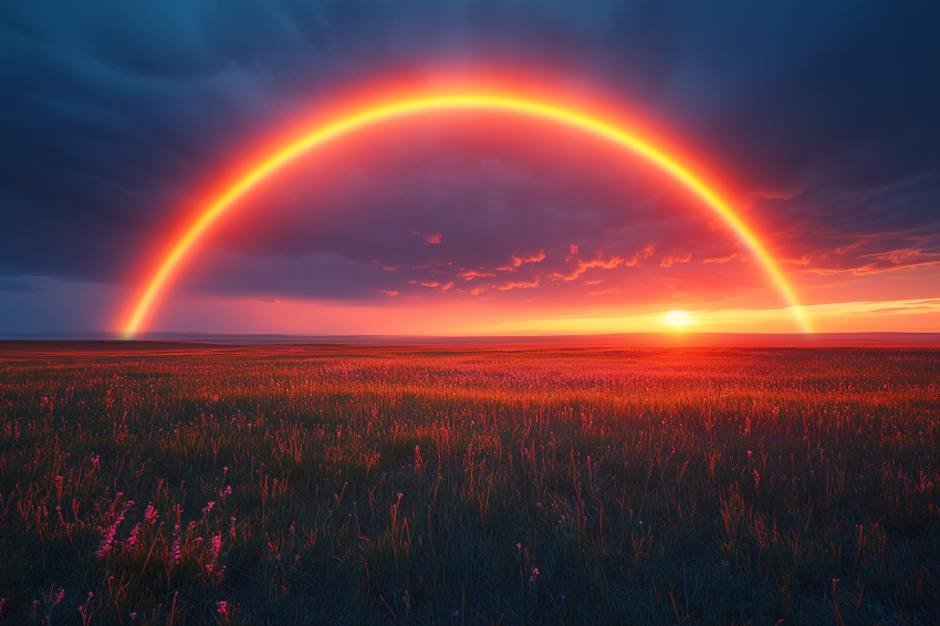 Vibrant Rainbow Over Night Sky
