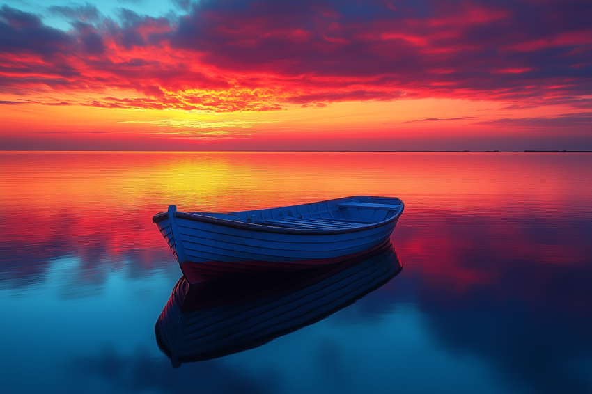 Dramatic Sunrise Over Calm Lake