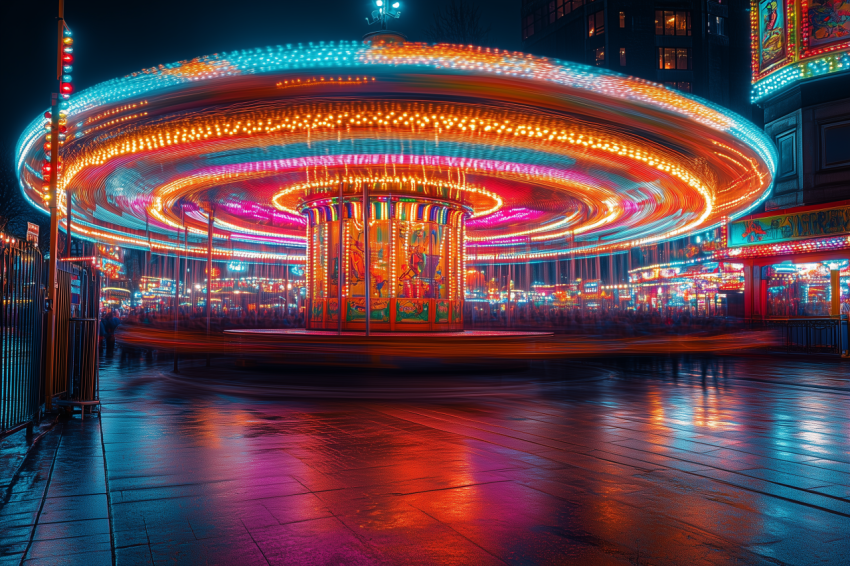 Starry Night with Carnival Midway Lights