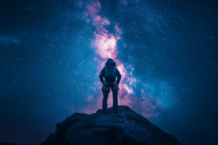 Starry Night with Mountain Climber