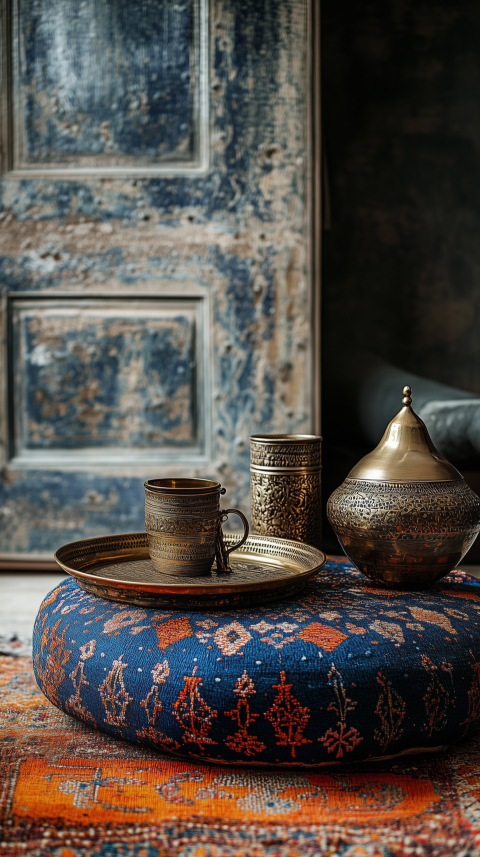 Industrial Bookshelf with Metallic Bookends and Leather Journals