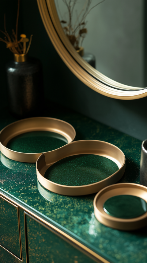 Modern Fireplace Mantel with Ceramic Vases and Driftwood