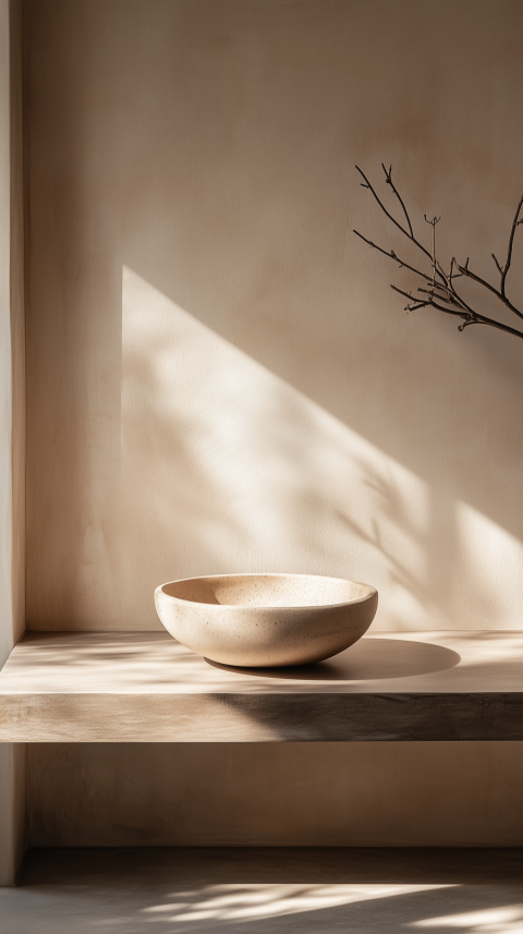 Sophisticated Entryway with Floating Shelf and Ceramic Key Dish